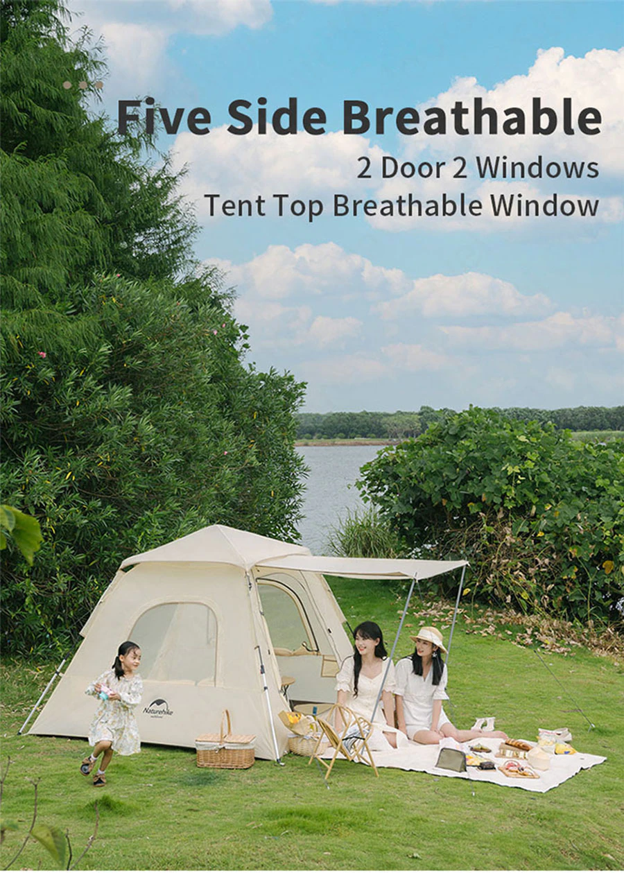 Cheap Goat Tents  Outdoor Automatic Tent Five Side Circulating Ventilation Telescopic Tent Quick Open Support 3 Persons Camping Tent Tents 